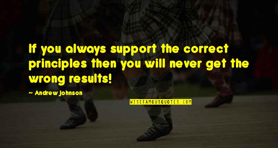 You're Always Wrong Quotes By Andrew Johnson: If you always support the correct principles then