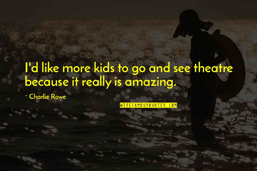 You're Amazing Because Quotes By Charlie Rowe: I'd like more kids to go and see You're Amazing Because Quotes By Charlie Rowe: I'd like more kids to go and see
