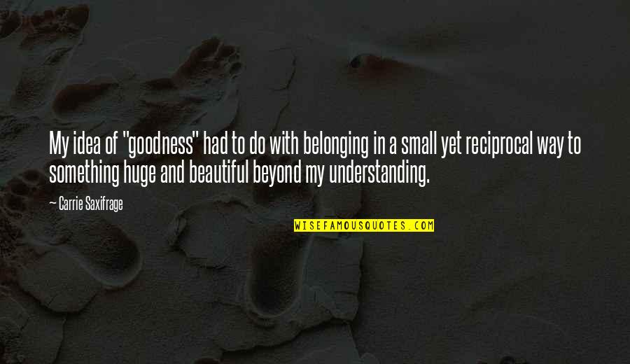 You're Beyond Beautiful Quotes By Carrie Saxifrage: My idea of "goodness" had to do with You're Beyond Beautiful Quotes By Carrie Saxifrage: My idea of "goodness" had to do with