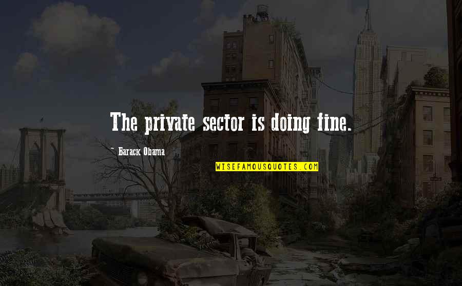 You're Doing Just Fine Quotes By Barack Obama: The private sector is doing fine.