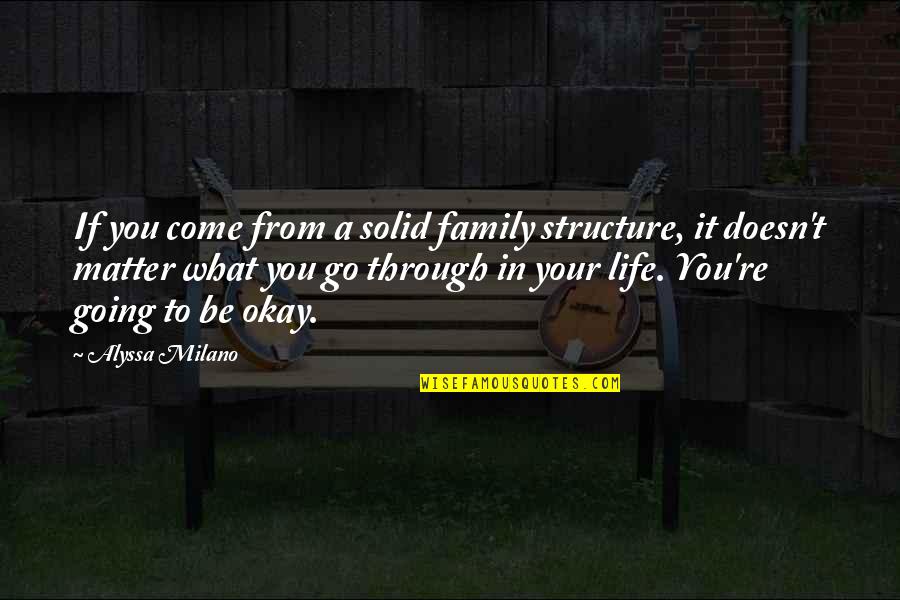You're Going To Be Okay Quotes By Alyssa Milano: If you come from a solid family structure,