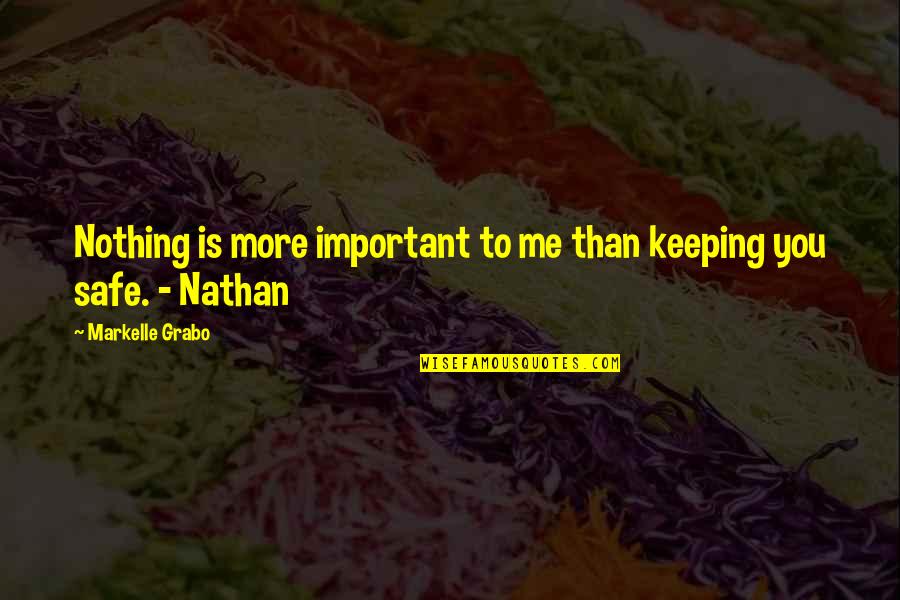 You're Important To Me Quotes By Markelle Grabo: Nothing is more important to me than keeping You're Important To Me Quotes By Markelle Grabo: Nothing is more important to me than keeping