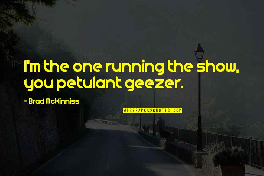 You're In Charge Quotes By Brad McKinniss: I'm the one running the show, you petulant You're In Charge Quotes By Brad McKinniss: I'm the one running the show, you petulant