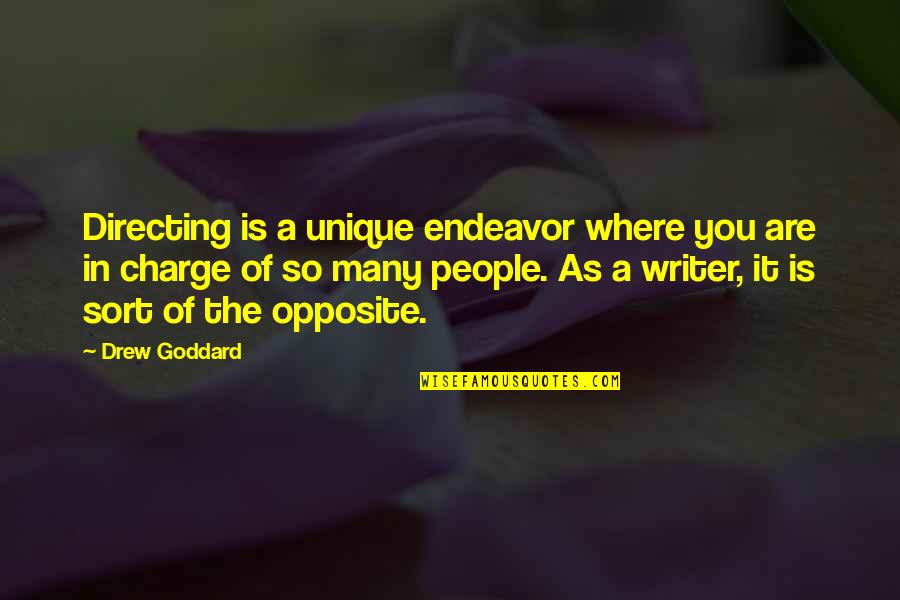 You're In Charge Quotes By Drew Goddard: Directing is a unique endeavor where you are You're In Charge Quotes By Drew Goddard: Directing is a unique endeavor where you are