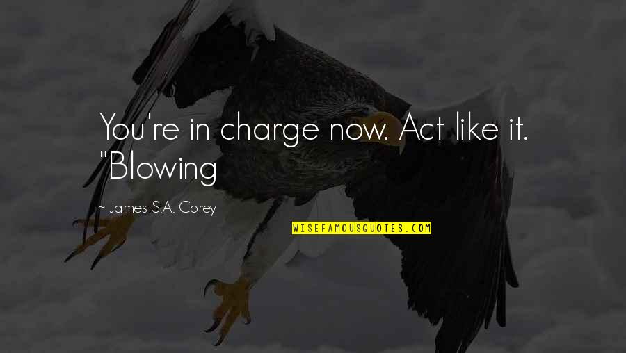 You're In Charge Quotes By James S.A. Corey: You're in charge now. Act like it. "Blowing