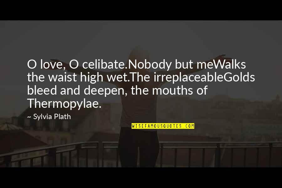 You're Irreplaceable Love Quotes By Sylvia Plath: O love, O celibate.Nobody but meWalks the waist You're Irreplaceable Love Quotes By Sylvia Plath: O love, O celibate.Nobody but meWalks the waist