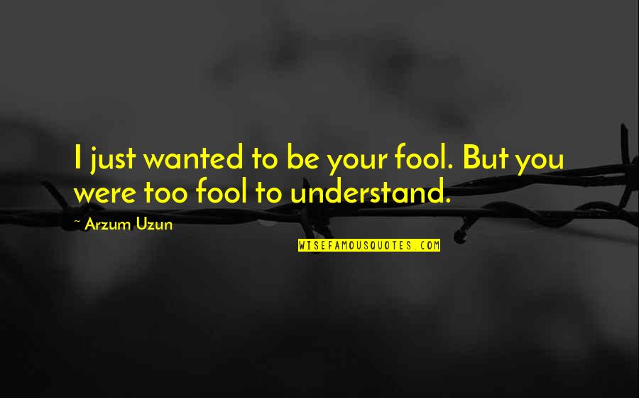 You're Just Mad Quotes By Arzum Uzun: I just wanted to be your fool. But