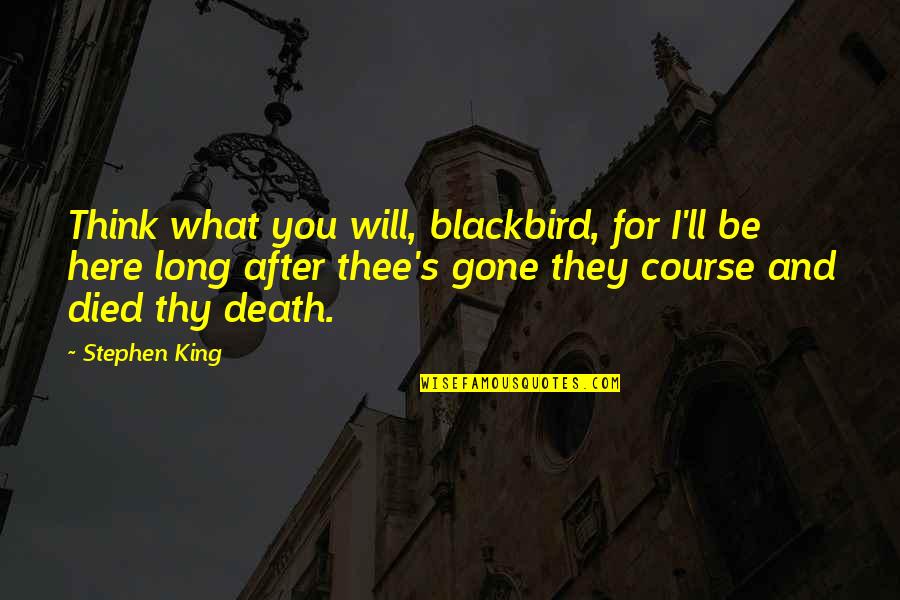 You're Long Gone Quotes By Stephen King: Think what you will, blackbird, for I'll be