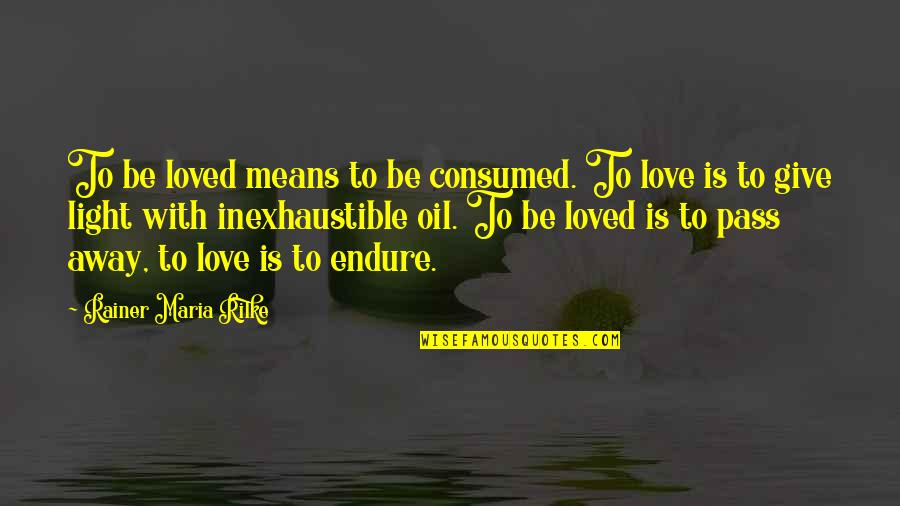 You're Mean But I Love You Quotes By Rainer Maria Rilke: To be loved means to be consumed. To
