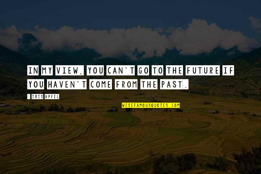 You're My Future Quotes By Iris Apfel: In my view, you can't go to the
