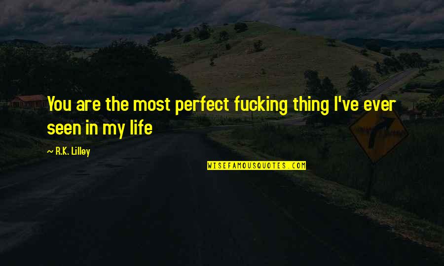 You're My Perfect Quotes By R.K. Lilley: You are the most perfect fucking thing I've