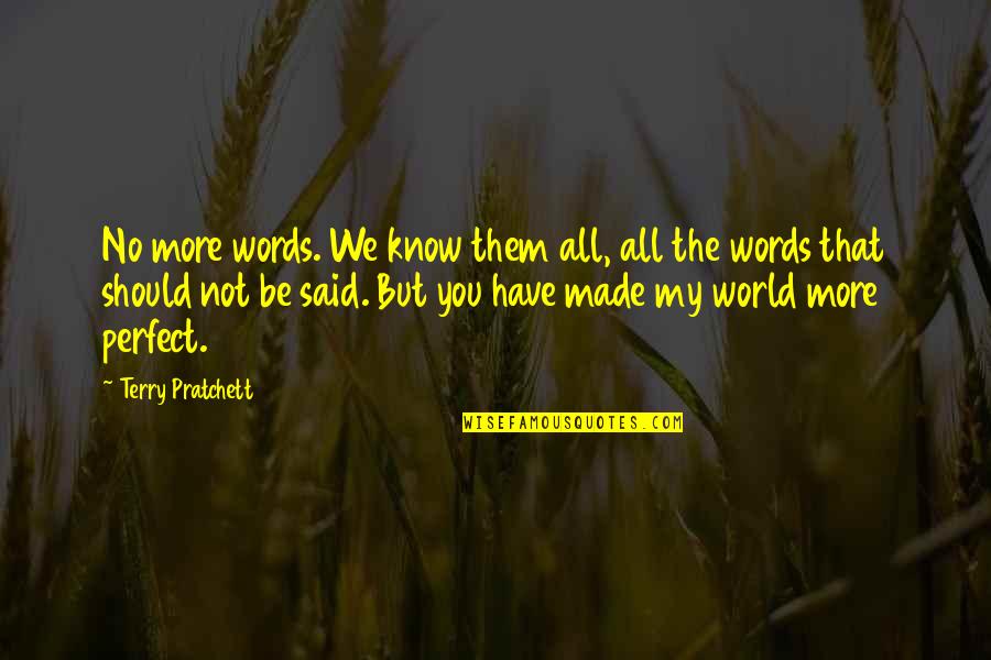 You're My Perfect Quotes By Terry Pratchett: No more words. We know them all, all
