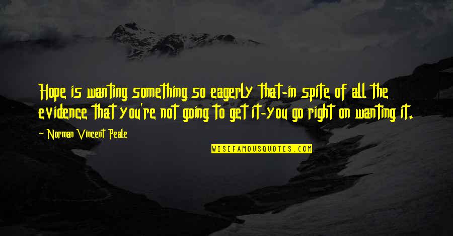 You're Not All That Quotes By Norman Vincent Peale: Hope is wanting something so eagerly that-in spite