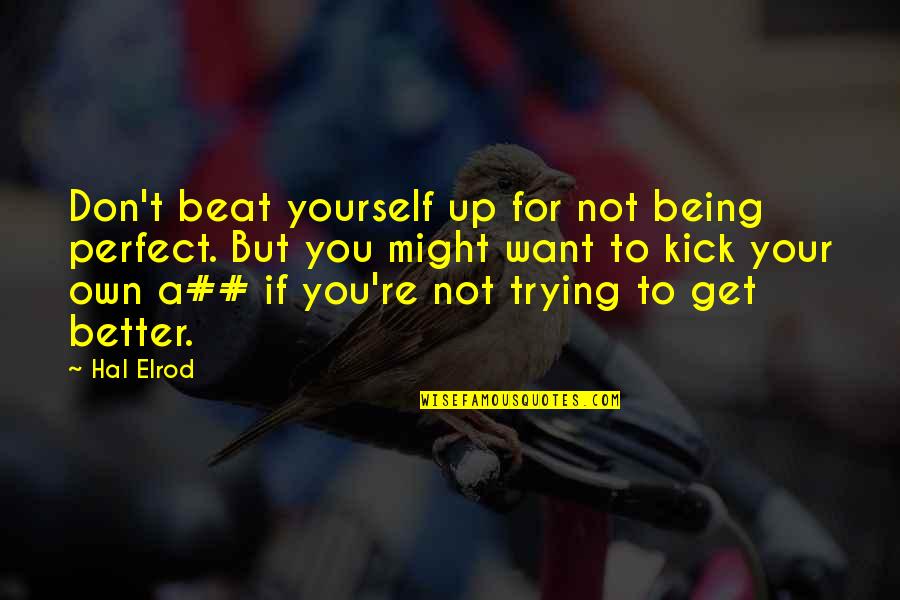 You're Not Better Quotes By Hal Elrod: Don't beat yourself up for not being perfect.