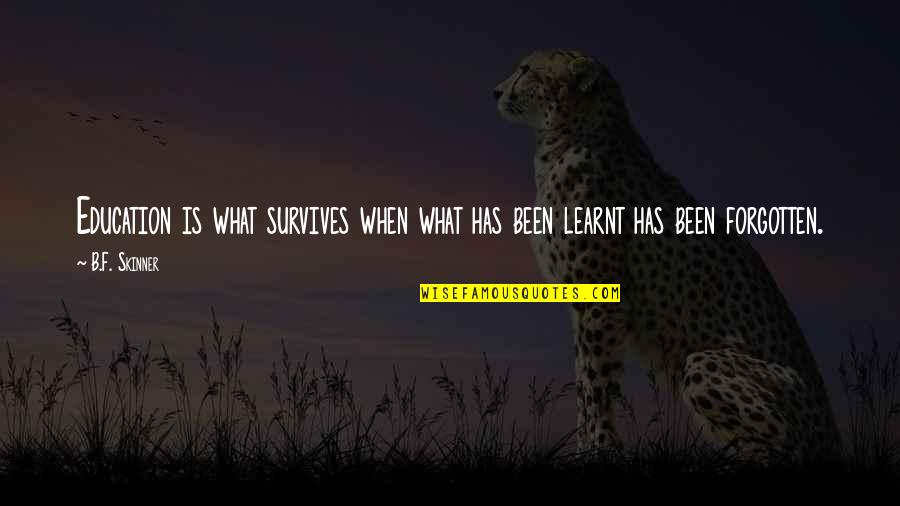 You're Not Forgotten Quotes By B.F. Skinner: Education is what survives when what has been