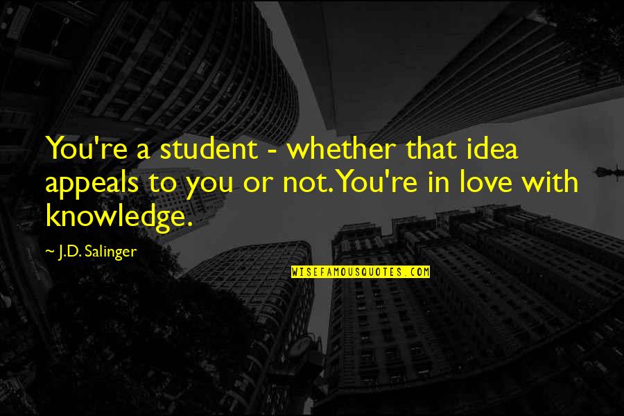 You're Not In Love Quotes By J.D. Salinger: You're a student - whether that idea appeals