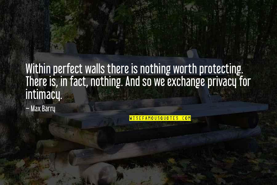 You're Not Perfect But You're Worth It Quotes By Max Barry: Within perfect walls there is nothing worth protecting. You're Not Perfect But You're Worth It Quotes By Max Barry: Within perfect walls there is nothing worth protecting.