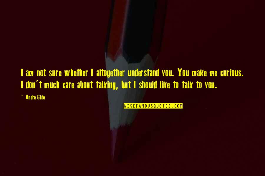 You're Not Talking To Me Quotes By Andre Gide: I am not sure whether I altogether understand