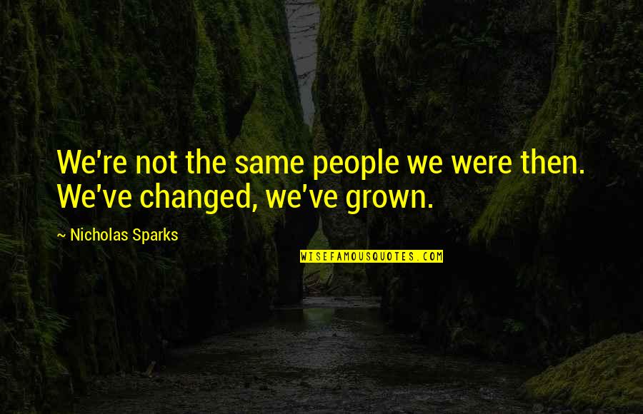 You're Not The Same You've Changed Quotes By Nicholas Sparks: We're not the same people we were then.