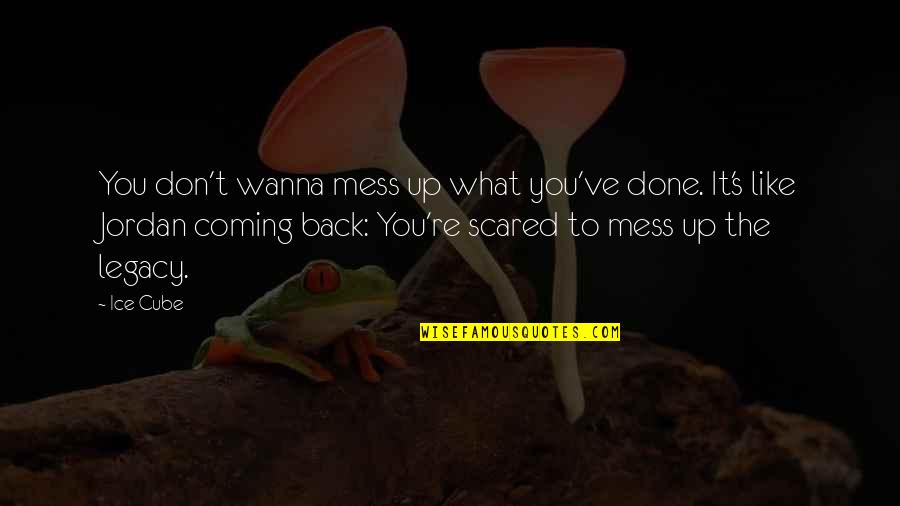 You're Scared Quotes By Ice Cube: You don't wanna mess up what you've done. You're Scared Quotes By Ice Cube: You don't wanna mess up what you've done.