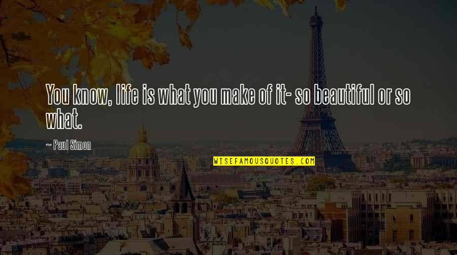 You're So Beautiful Quotes By Paul Simon: You know, life is what you make of