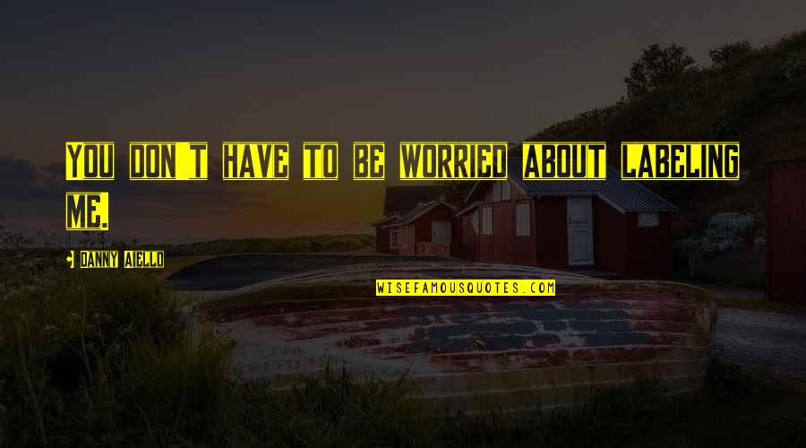 Youre So Loved Quotes By Danny Aiello: You don't have to be worried about labeling Youre So Loved Quotes By Danny Aiello: You don't have to be worried about labeling