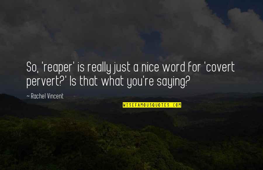 You're So Nice Quotes By Rachel Vincent: So, 'reaper' is really just a nice word
