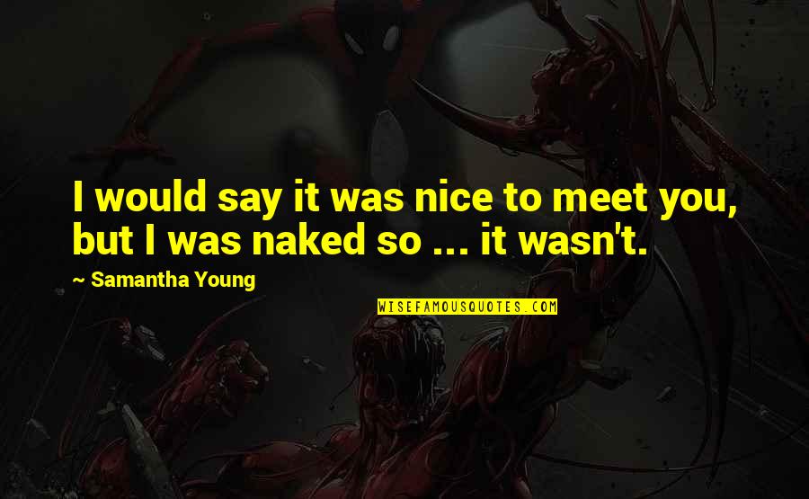 You're So Nice Quotes By Samantha Young: I would say it was nice to meet