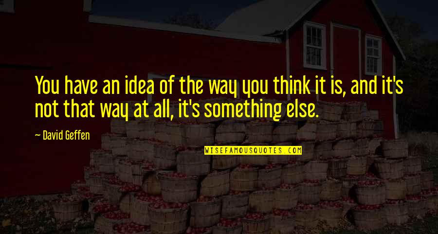 You're Something Else Quotes By David Geffen: You have an idea of the way you