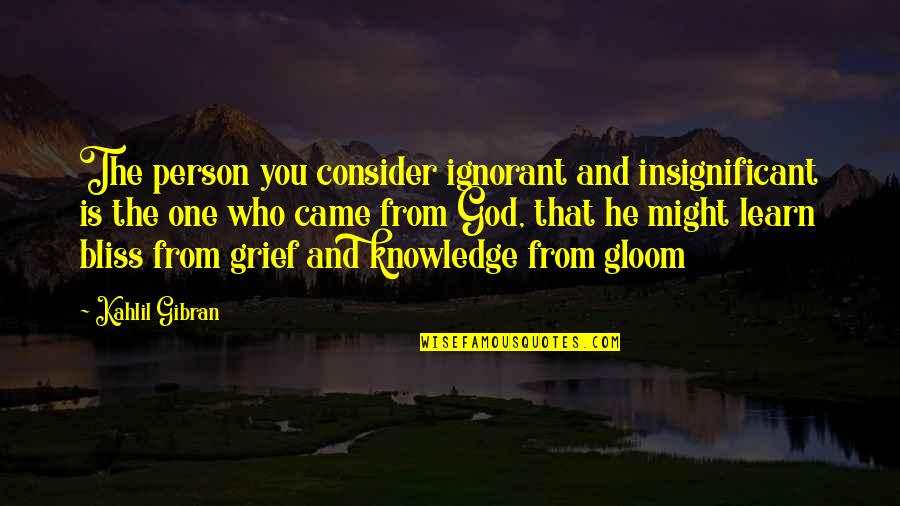 You're The One Person Quotes By Kahlil Gibran: The person you consider ignorant and insignificant is