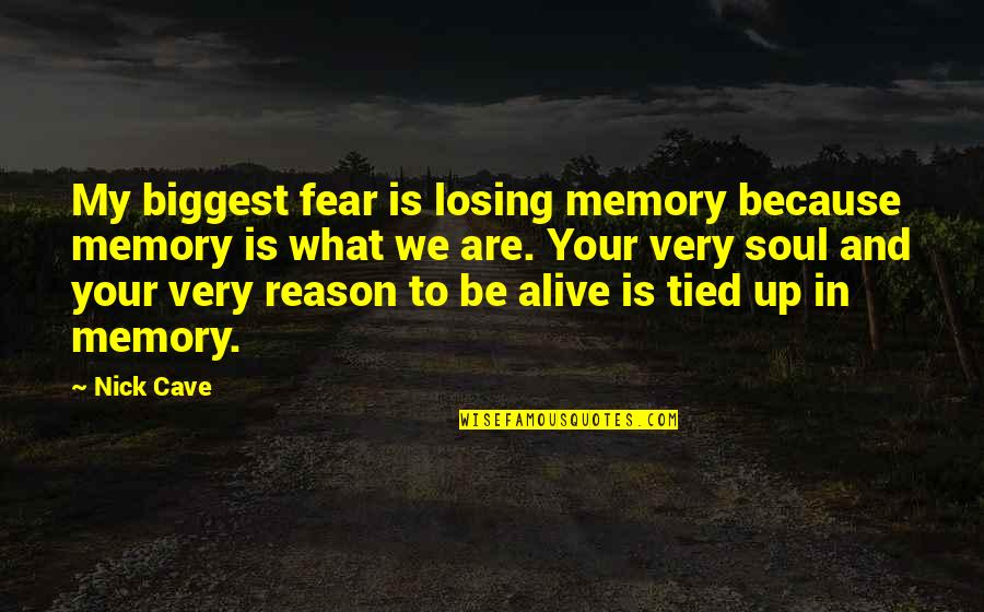 You're The Reason I'm Alive Quotes By Nick Cave: My biggest fear is losing memory because memory You're The Reason I'm Alive Quotes By Nick Cave: My biggest fear is losing memory because memory