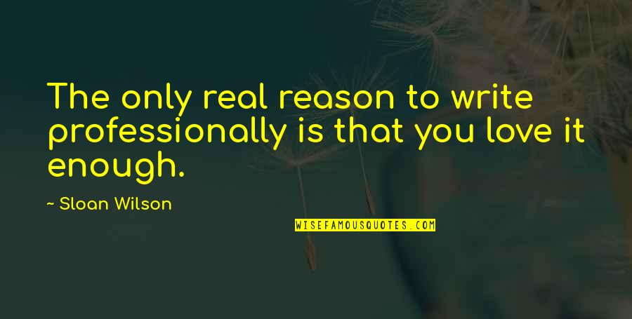 You're The Reason Love Quotes By Sloan Wilson: The only real reason to write professionally is