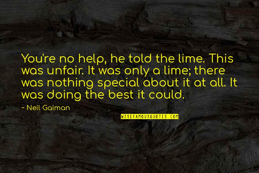 You're Unfair Quotes By Neil Gaiman: You're no help, he told the lime. This