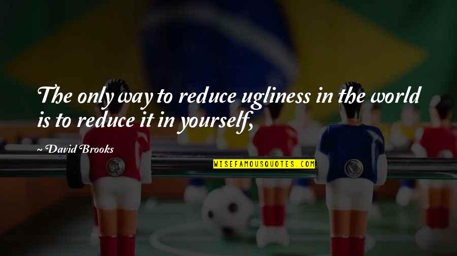 Yourself In Quotes By David Brooks: The only way to reduce ugliness in the