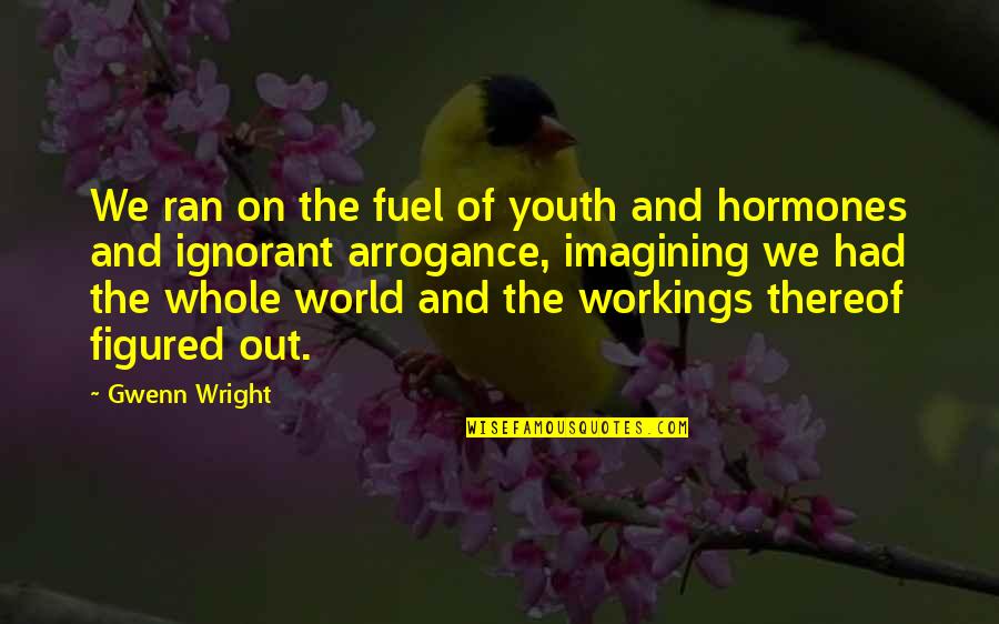 Youth And Arrogance Quotes By Gwenn Wright: We ran on the fuel of youth and