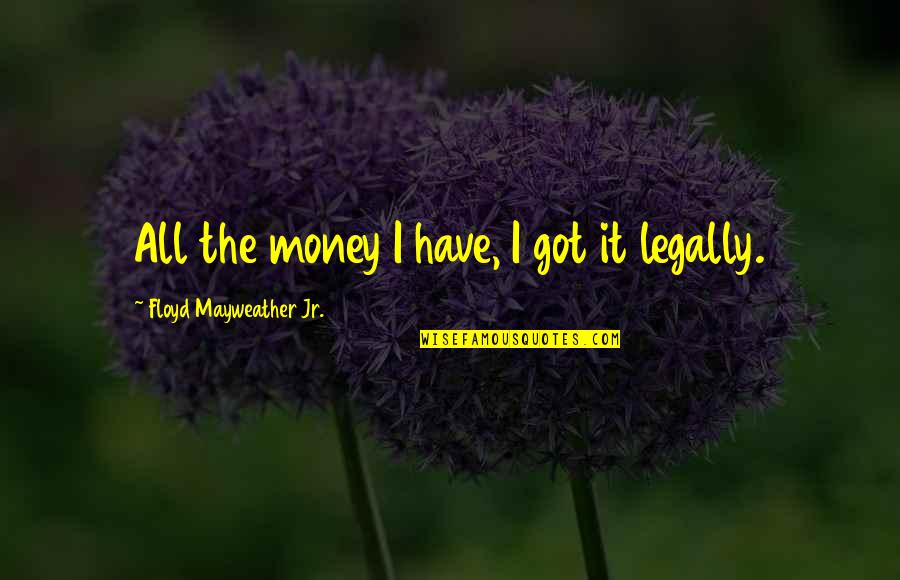 Youth In Revolt Funny Quotes By Floyd Mayweather Jr.: All the money I have, I got it