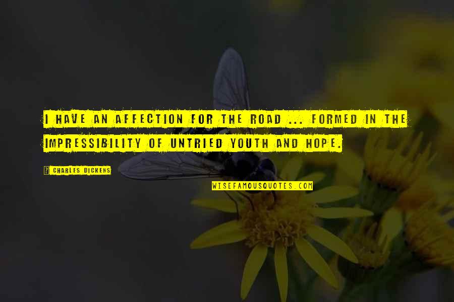 Youth Is Hope Quotes By Charles Dickens: I have an affection for the road ...