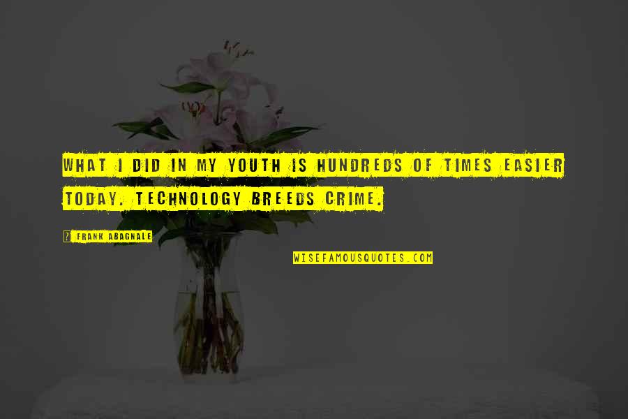 Youth Of Today Quotes By Frank Abagnale: What I did in my youth is hundreds