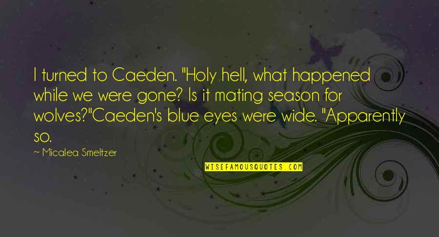 Youuuuu O Quotes By Micalea Smeltzer: I turned to Caeden. "Holy hell, what happened