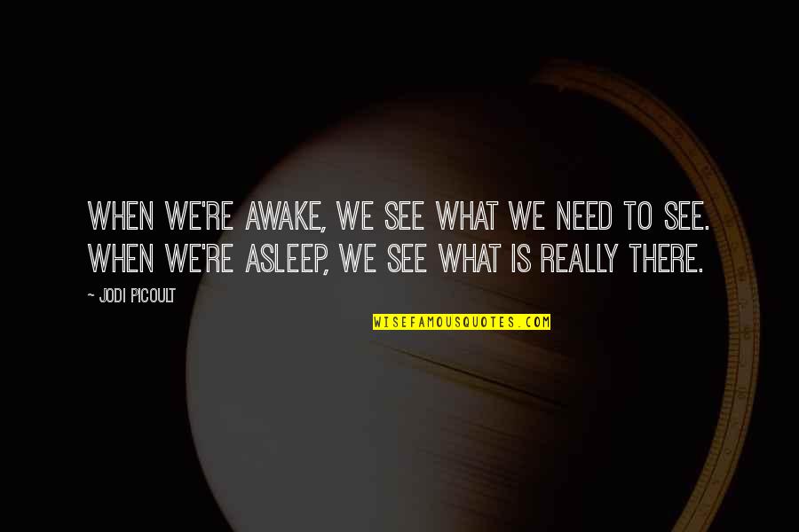 Youwhome Quotes By Jodi Picoult: When we're awake, we see what we need