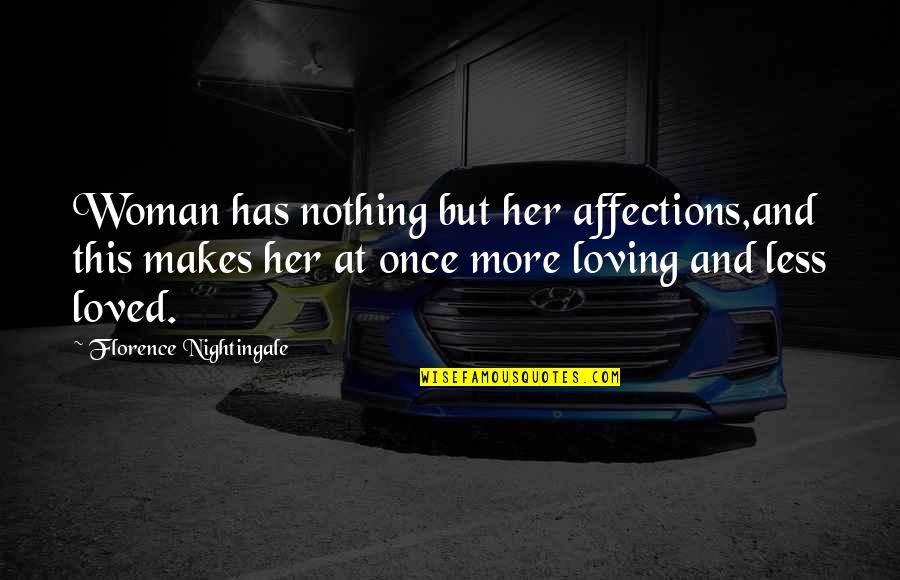 Ysl Lipstick Quotes By Florence Nightingale: Woman has nothing but her affections,and this makes