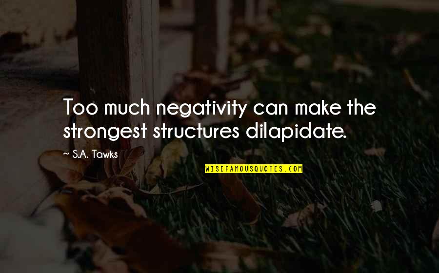 Yster Swart Quotes By S.A. Tawks: Too much negativity can make the strongest structures