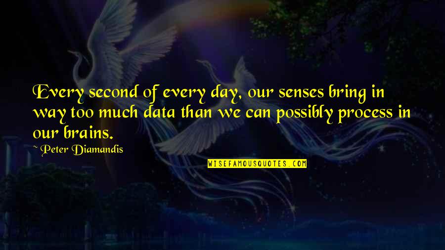 Yudoria Quotes By Peter Diamandis: Every second of every day, our senses bring Yudoria Quotes By Peter Diamandis: Every second of every day, our senses bring