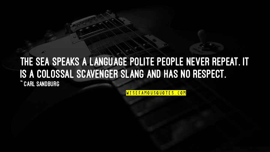 Yuille Last Name Quotes By Carl Sandburg: The sea speaks a language polite people never