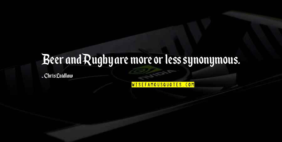 Yukako Rohan Quotes By Chris Laidlaw: Beer and Rugby are more or less synonymous. Yukako Rohan Quotes By Chris Laidlaw: Beer and Rugby are more or less synonymous.