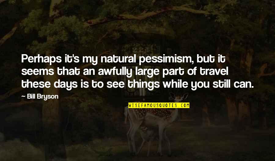 Yukiko Kashiwagi Quotes By Bill Bryson: Perhaps it's my natural pessimism, but it seems