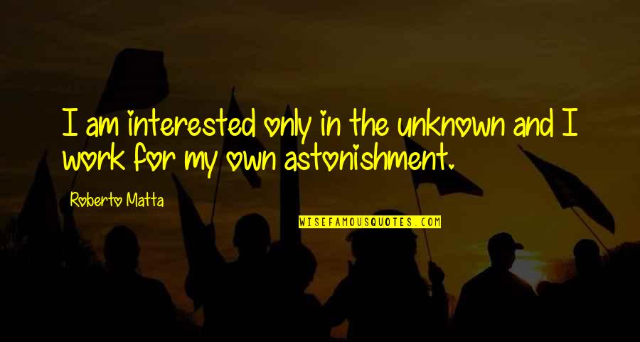 Yukky Alaska Quotes By Roberto Matta: I am interested only in the unknown and