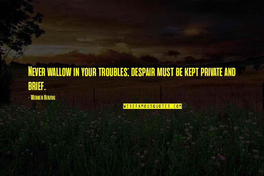 Yuletide Love Quotes By Werner Herzog: Never wallow in your troubles; despair must be