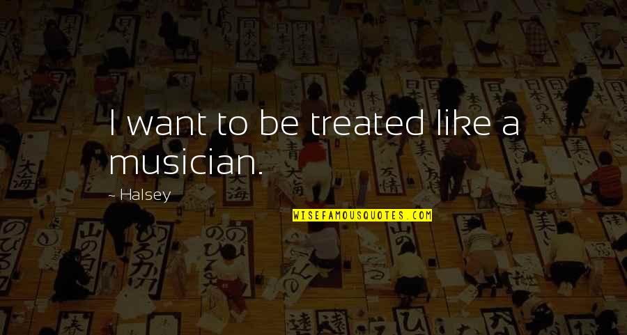 Yummy Lunch Quotes By Halsey: I want to be treated like a musician.