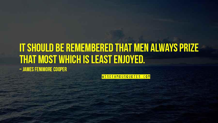 Yuni Quotes By James Fenimore Cooper: It should be remembered that men always prize Yuni Quotes By James Fenimore Cooper: It should be remembered that men always prize